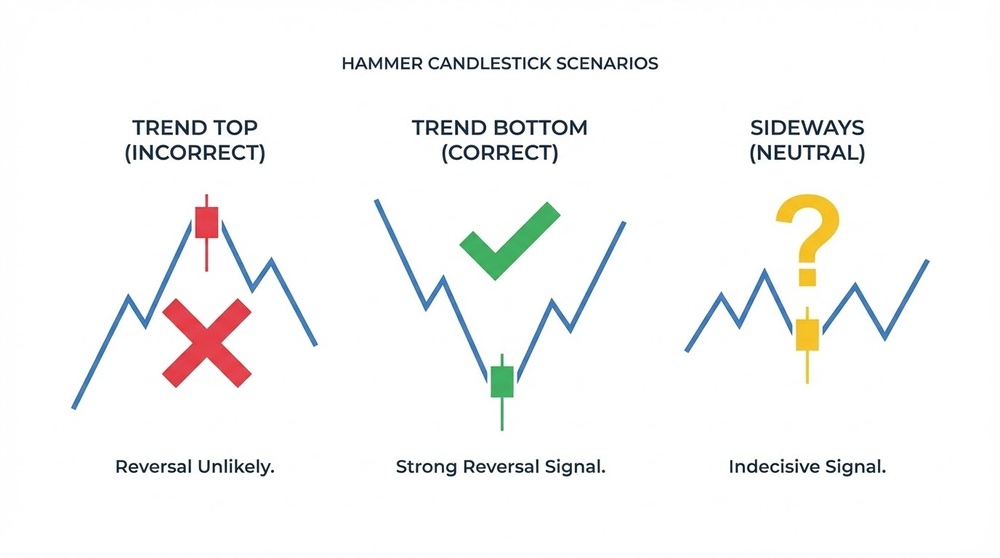 Context of reversal candle appearance on a cryptocurrency chart