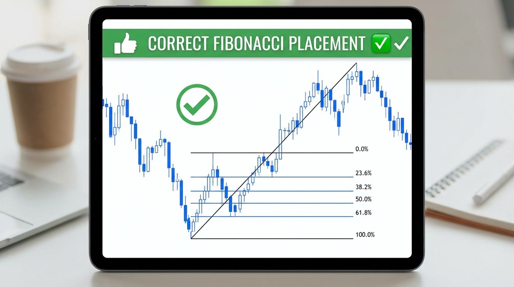 Correct Fibonacci construction on an uptrend