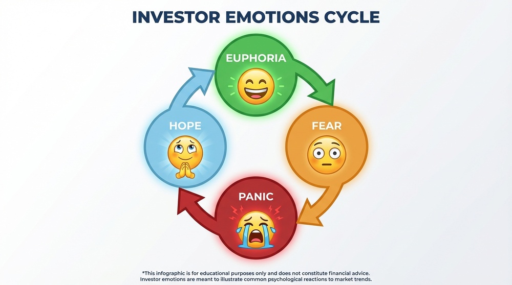 암호화폐 시장 심리 - 행복감에서 항복까지 투자자 감정 사이클