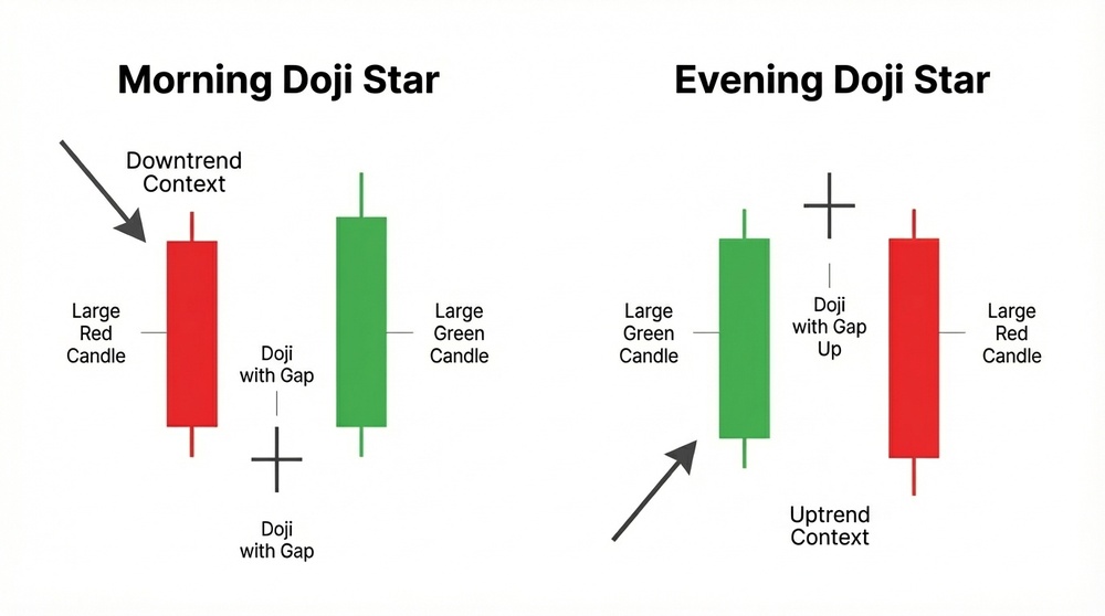 Morning and Evening Doji Star - enhanced reversal patterns