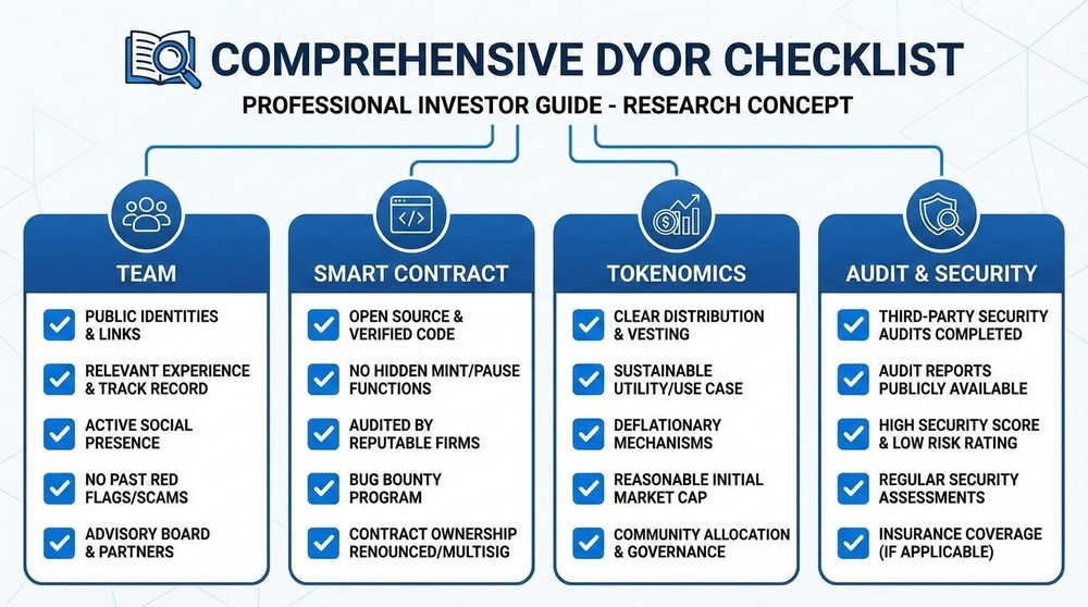 DYOR checklist for crypto project verification before investing - investor guide