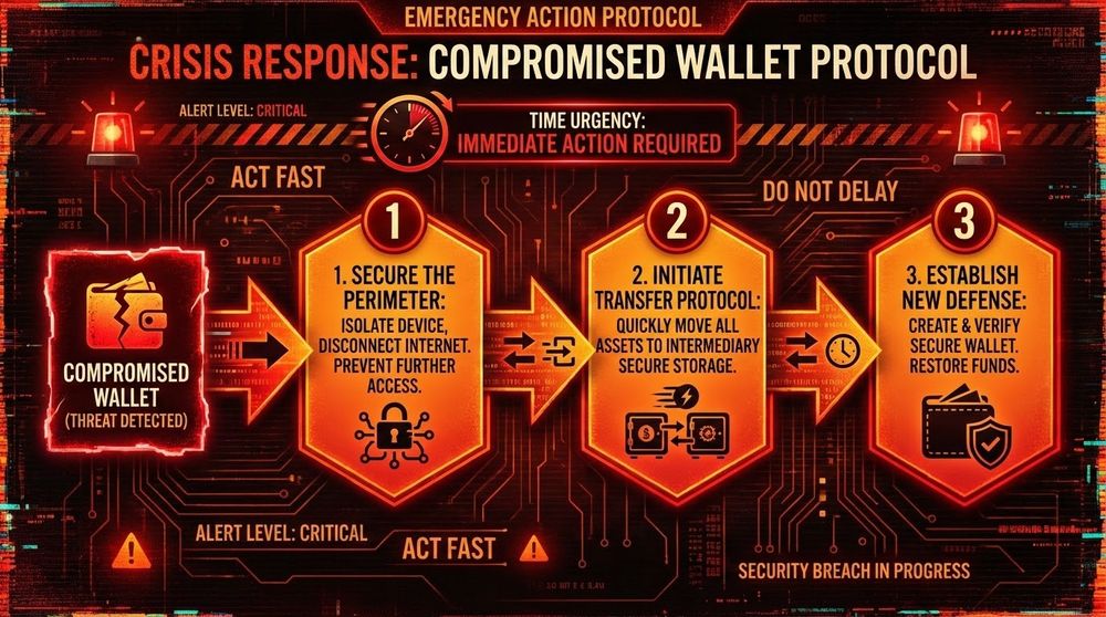 Action plan for compromised crypto wallet seed phrase - emergency security protocol