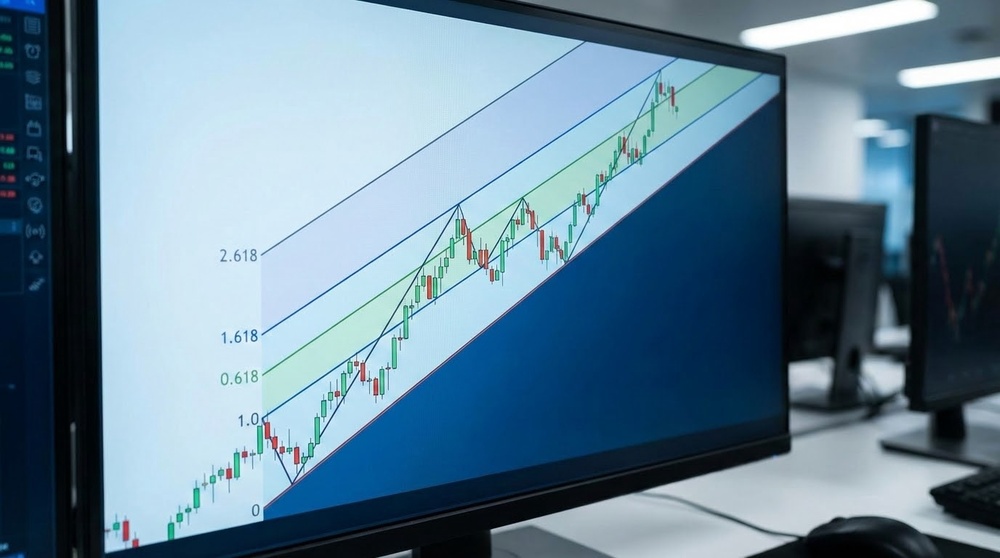 Fibonacci Channel — Trend Trading Fibonacci Channel on a cryptocurrency uptrend