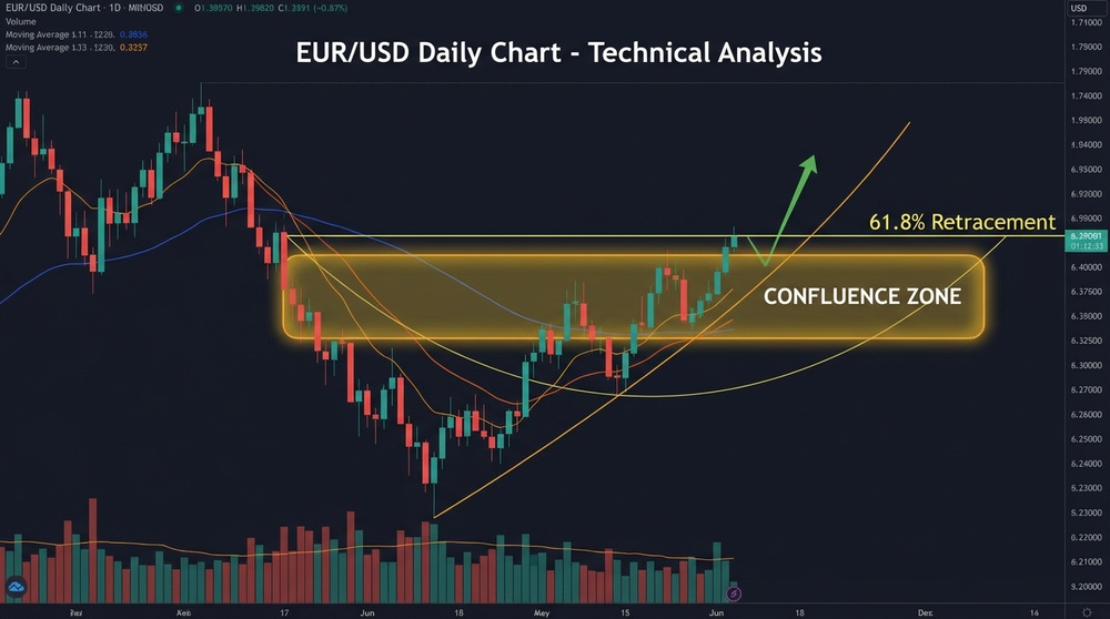 Confluence zone of Fibonacci levels and arcs