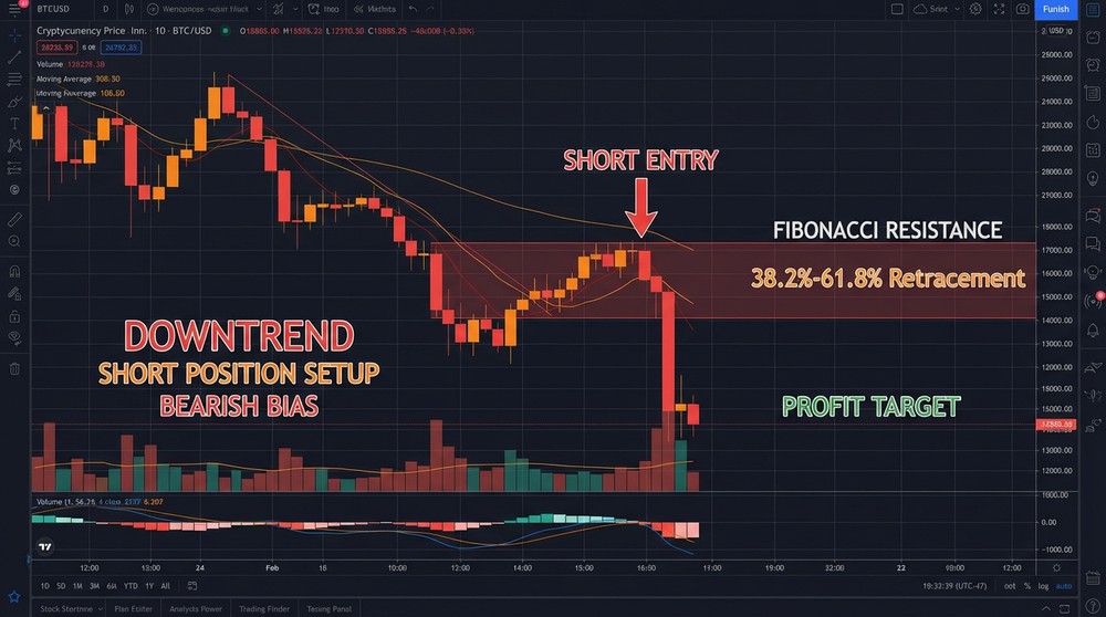 Applying Fibonacci levels for short positions in a downtrend