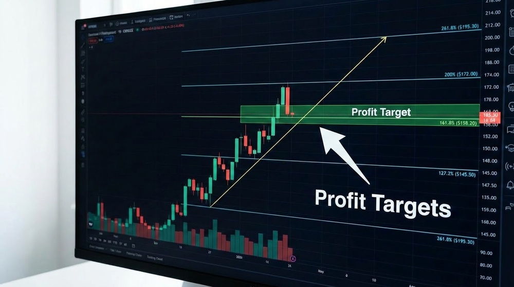 Fibonacci Extension — Determining Price Targets Fibonacci extension levels for profit targets on an Ethereum chart