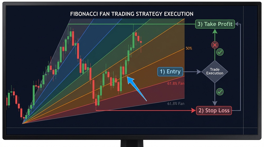 Trading strategy using Fibonacci fan bounce