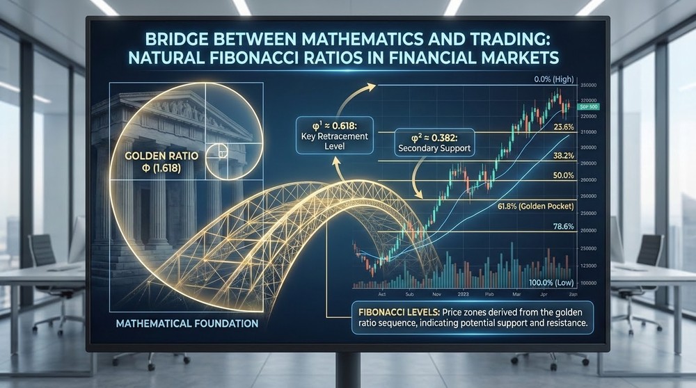 Cryptocurrency chart with Fibonacci levels applied showing price reversal points