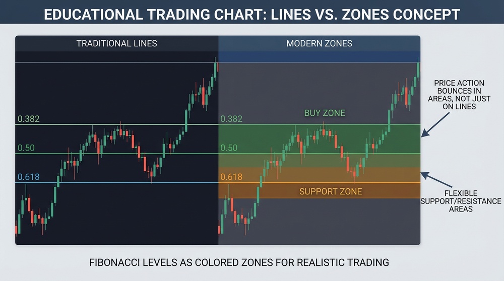 Fibonacci levels as zones, not exact lines