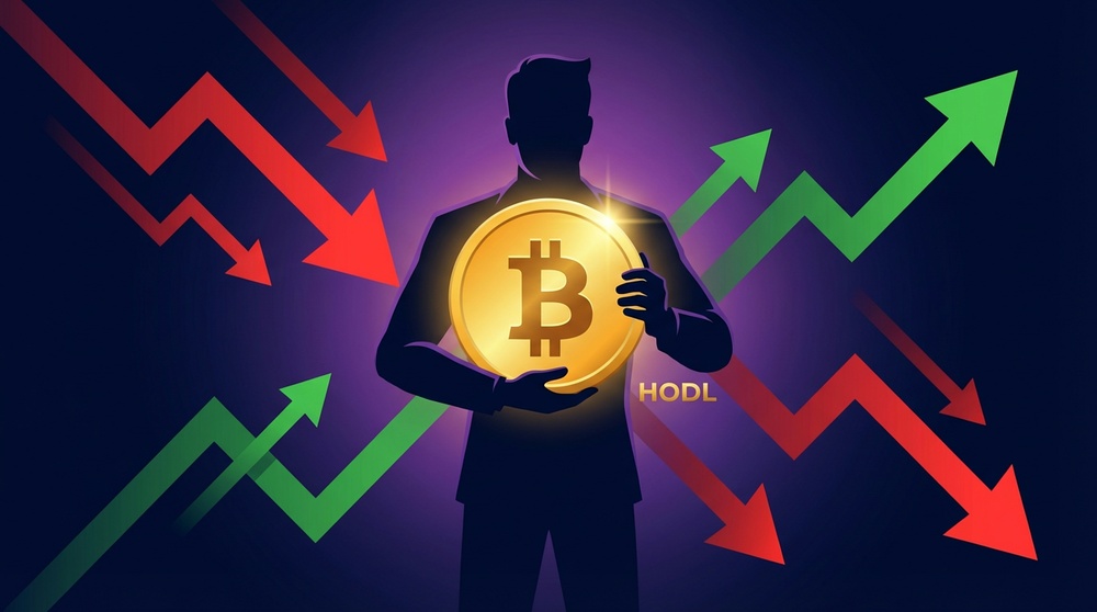HODL 전략 - 비트코인과 암호화폐 장기 보유 도식