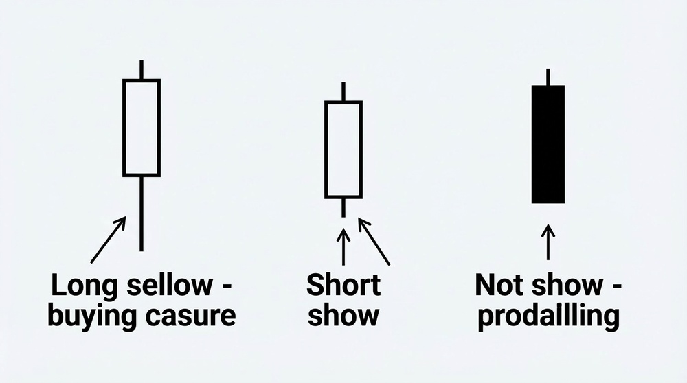 Examples of candles with different lower shadow lengths and their interpretation
