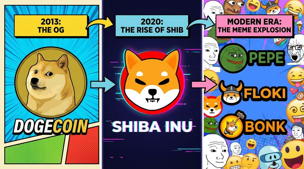 Geschichte der Memecoins: Von Dogecoin bis zu modernen Token