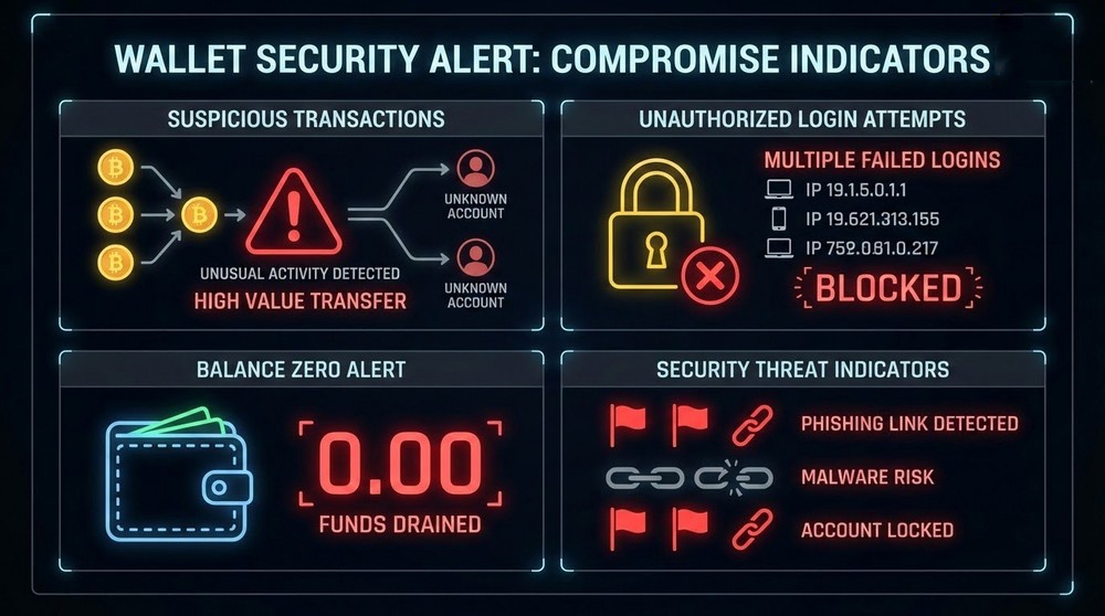 Signs of crypto wallet hack - suspicious transactions and activity indicators