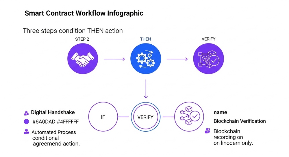 Esquema de funcionamiento de un contrato inteligente: condición-verificación-ejecución