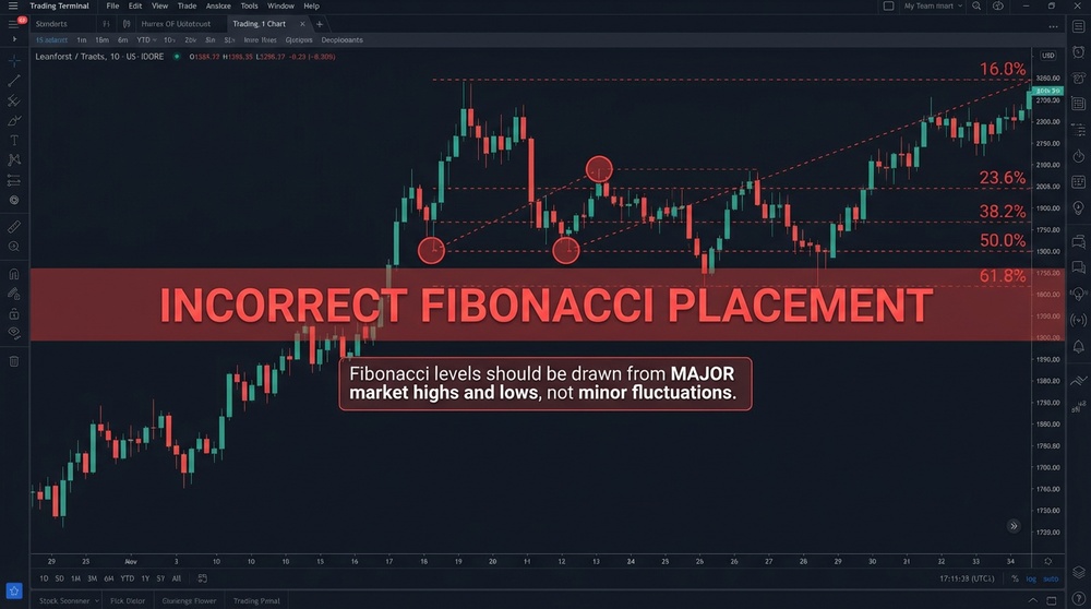 Incorrect selection of Fibonacci anchor points