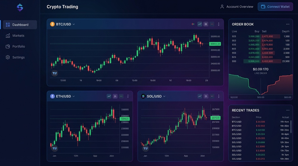 Bybit trading platform interface with charts and analysis tools