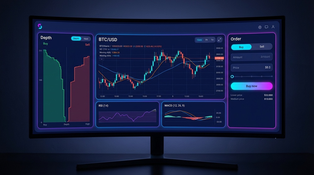 Bybit trading terminal with candlestick charts and technical analysis indicators