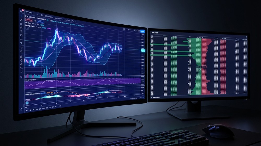 Crypto.com Exchange trading terminal with TradingView chart and order book