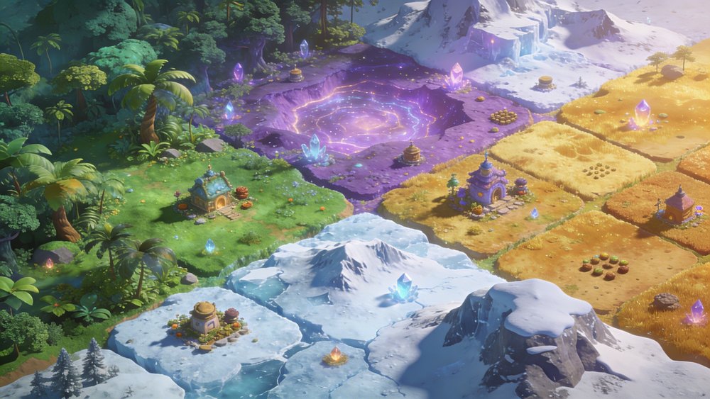 Axie Infinity Lunacia metaverse with land plots and buildings