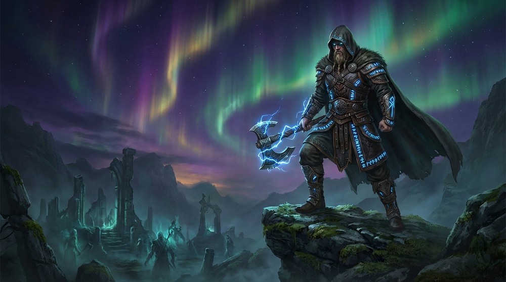 Legend of Ymir warrior with runic weapon