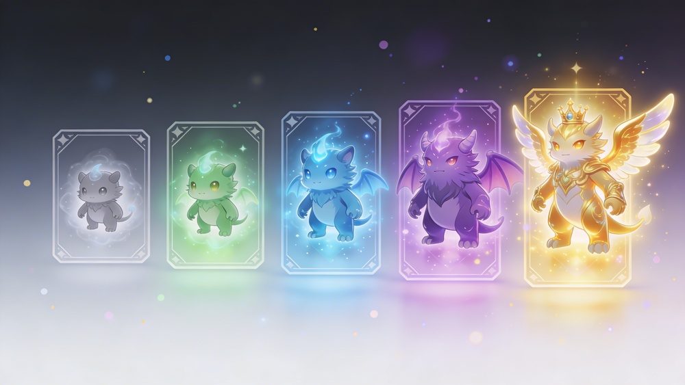 Gallery of Pikamoon NFT creatures showcasing different rarities and designs