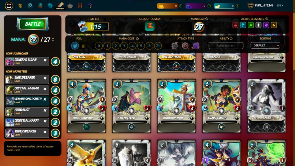 Splinterlands Gameplay Screenshot