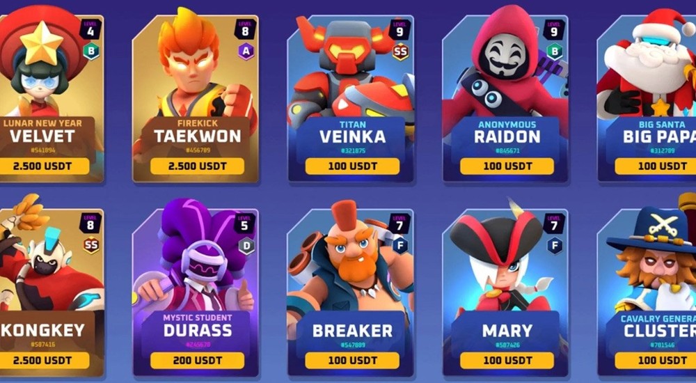 Thetan Arena NFT heroes collection showcasing unique blockchain characters