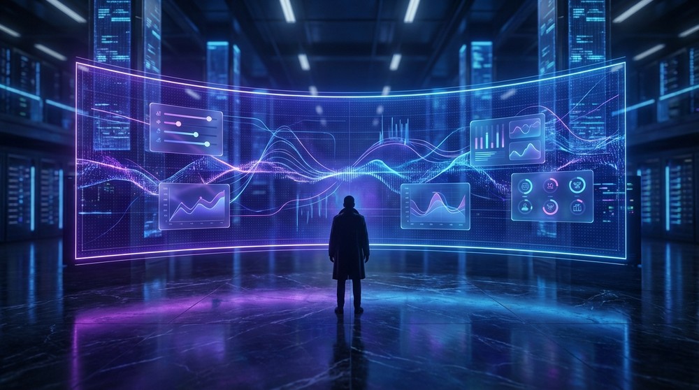 Analyst on a prediction market platform analyzing probabilities and forecasts