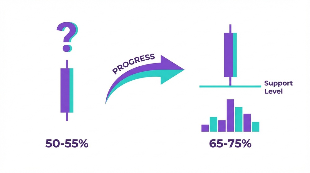 Combined Analysis: Candlesticks + Levels + Volume